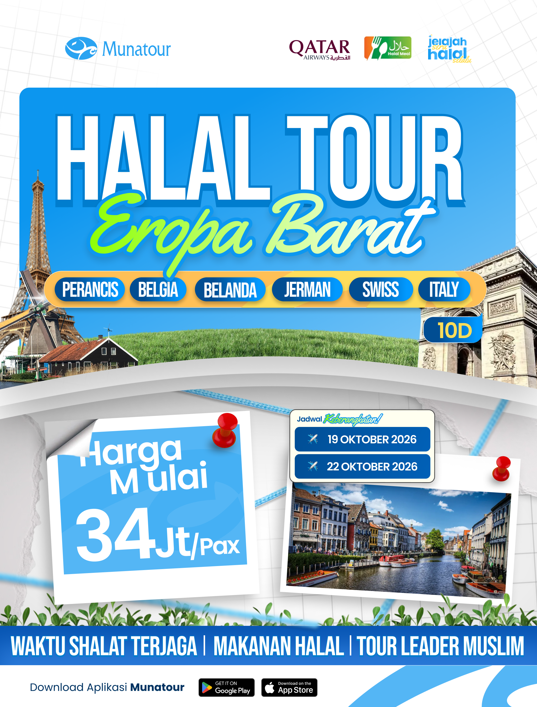 🌍 Halal Tour Eropa Barat 10 Hari Menjelajahi 7 Negara, Ikon Dunia, dan Pesona Musim Gugur Eropa