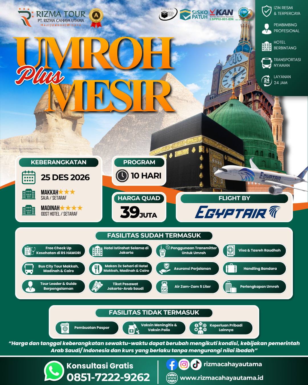 Umroh Plus Mesir 25 Desember 2026
