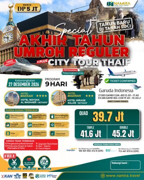 PAKET UMROH 27 DESEMBER 2026 PLUS THAIF (REGULER)