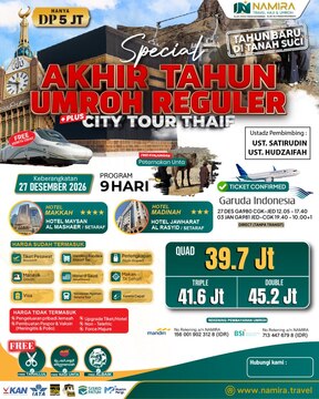 PAKET UMROH 27 DESEMBER 2026 PLUS THAIF (REGULER)