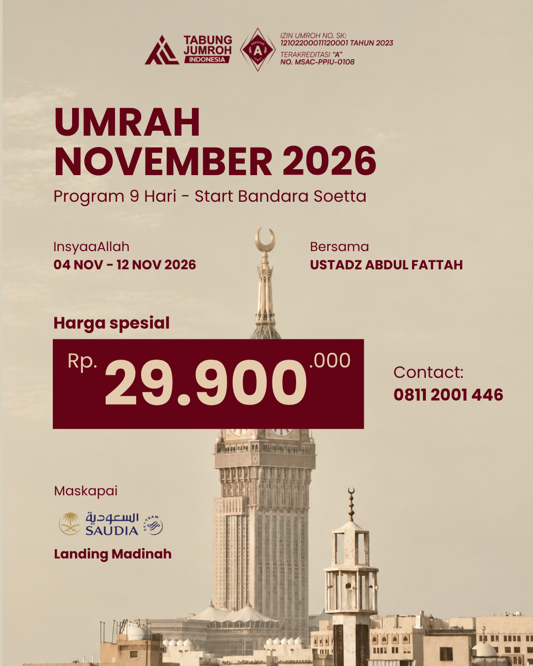 UMROH NOVEMBER 9 HARI | BASIC