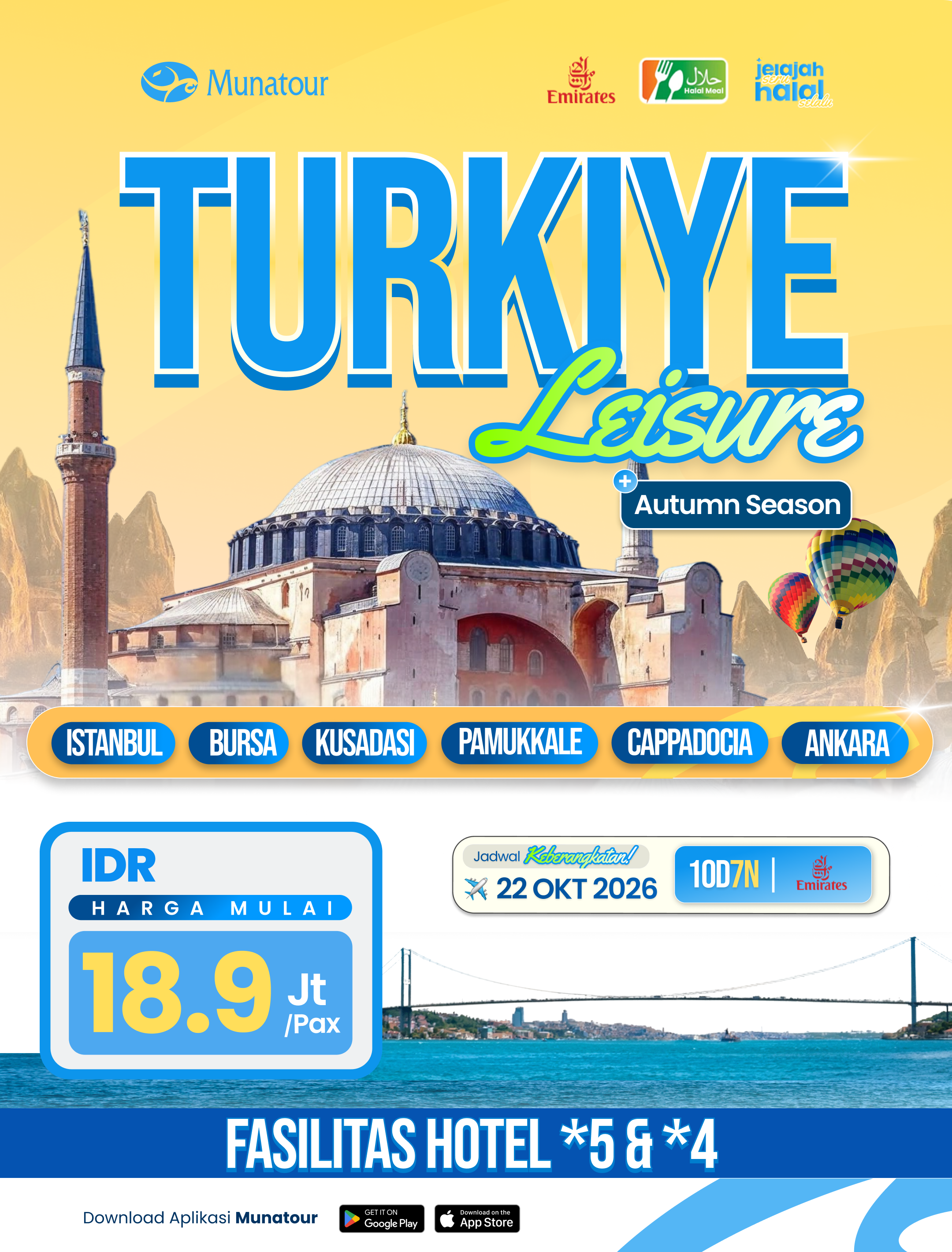 Turkiye Leisure 10 Hari 7 Malam: Jelajahi Pesona Turki Periode 22 Oktober 2026