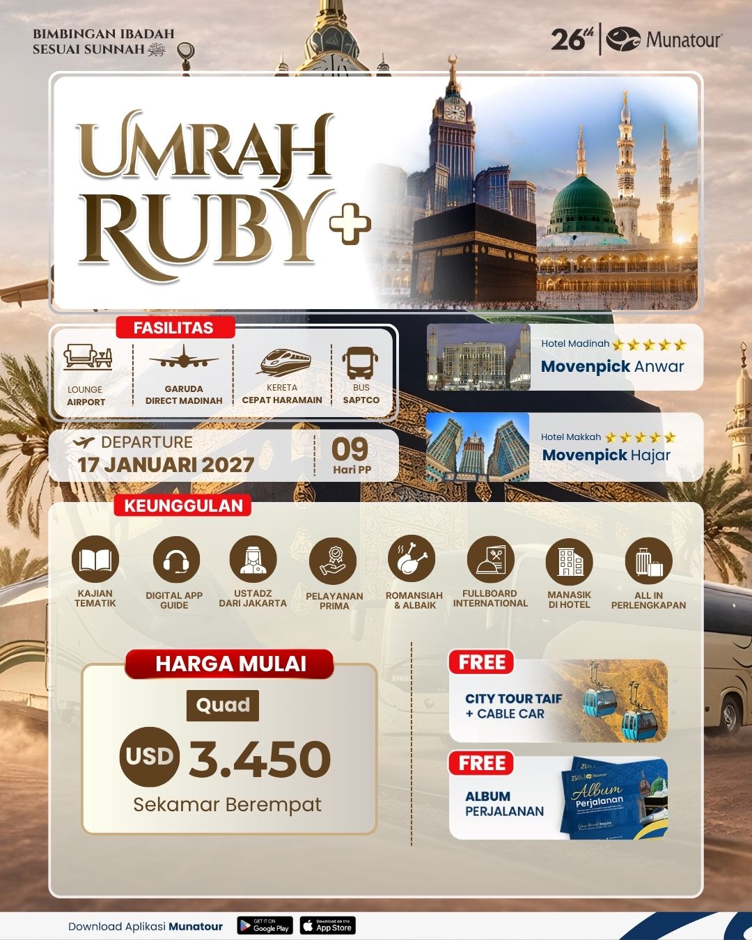 Umrah Ruby Plus Garuda Landing Madinah 17 Januari 2027