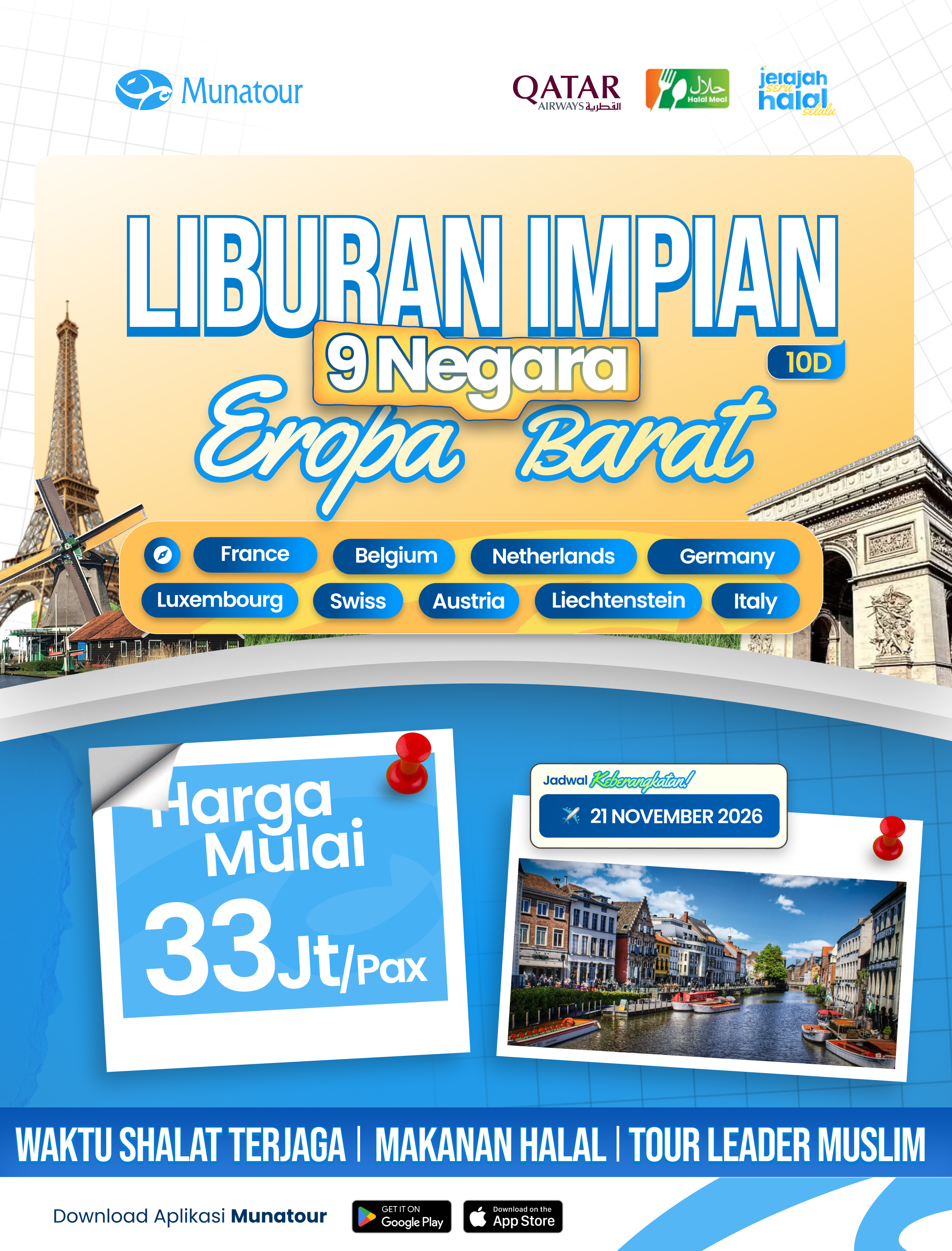 🌍 Halal Tour Eropa Barat 9 Negara, Periode November