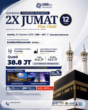UMROH 2X JUMAT PLUS THAIF 12 HARI 29 OKTOBER 2026 STARTING SURABAYA