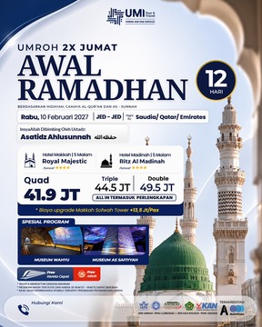 UMROH AWAL RAMADHAN 2X JUMAT 12 HARI 10 FEBRUARI 2027