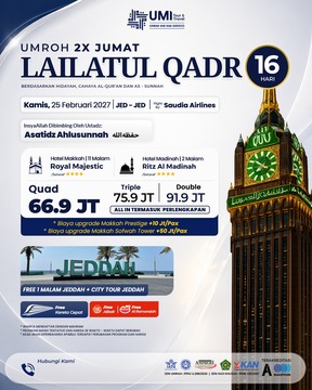 UMROH 2X JUMAT LAILATUL QADR 16 HARI 25 FEBRUARI 2027