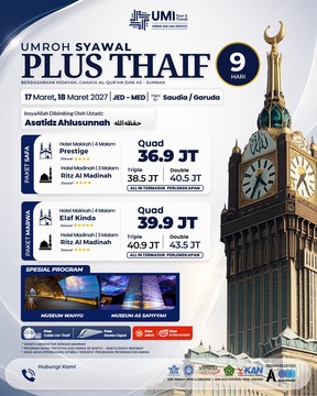 UMROH SYAWAL SAFA PLUS THAIF 9 HARI 18 MARET 2027