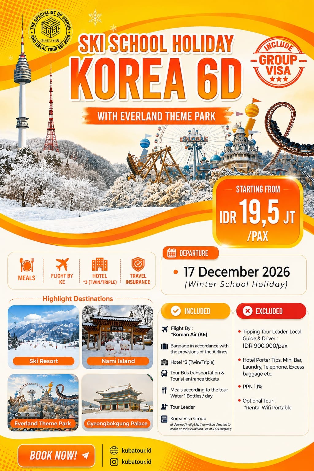 SKI SCHOOL HOLIDAY – KOREA TOUR 6D