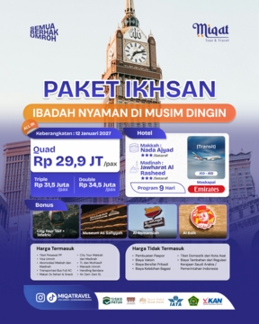 PAKET IKHSAN UMROH MUSIM DINGIN FREE TELEFRIC 29 JUTAAN ALL IN!!!