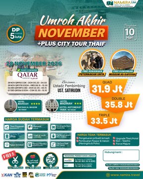 PAKET UMROH 28 NOVEMBER 2026 PLUS CITY TOUR THAIF
