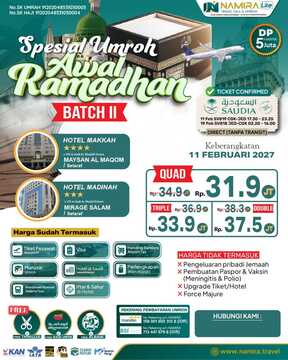 UMROH AWAL RAMADHAN 11 FEBRUARI 2027 (BATCH 2)
