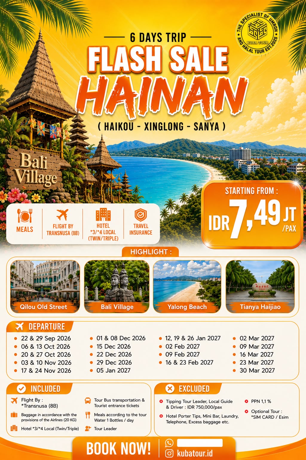 FLASH SALE HAINAN 6D 22 SEPTEMBER 2026