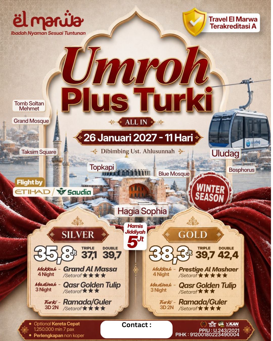UMROH JELAJAH PLUS TURKI 26 Jan 2027