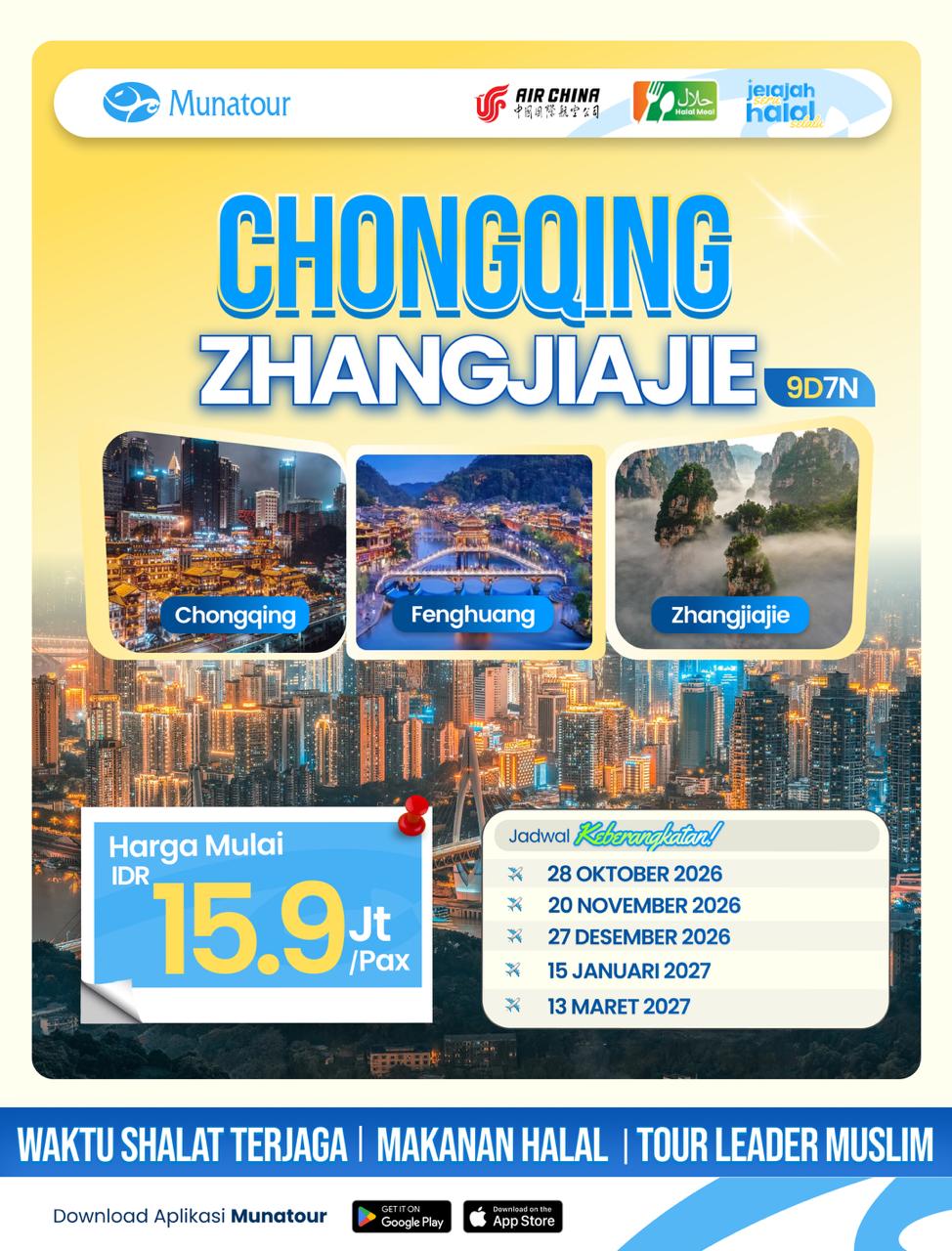 Tour Chongqing  Zhangjiajie 2026 - 2027