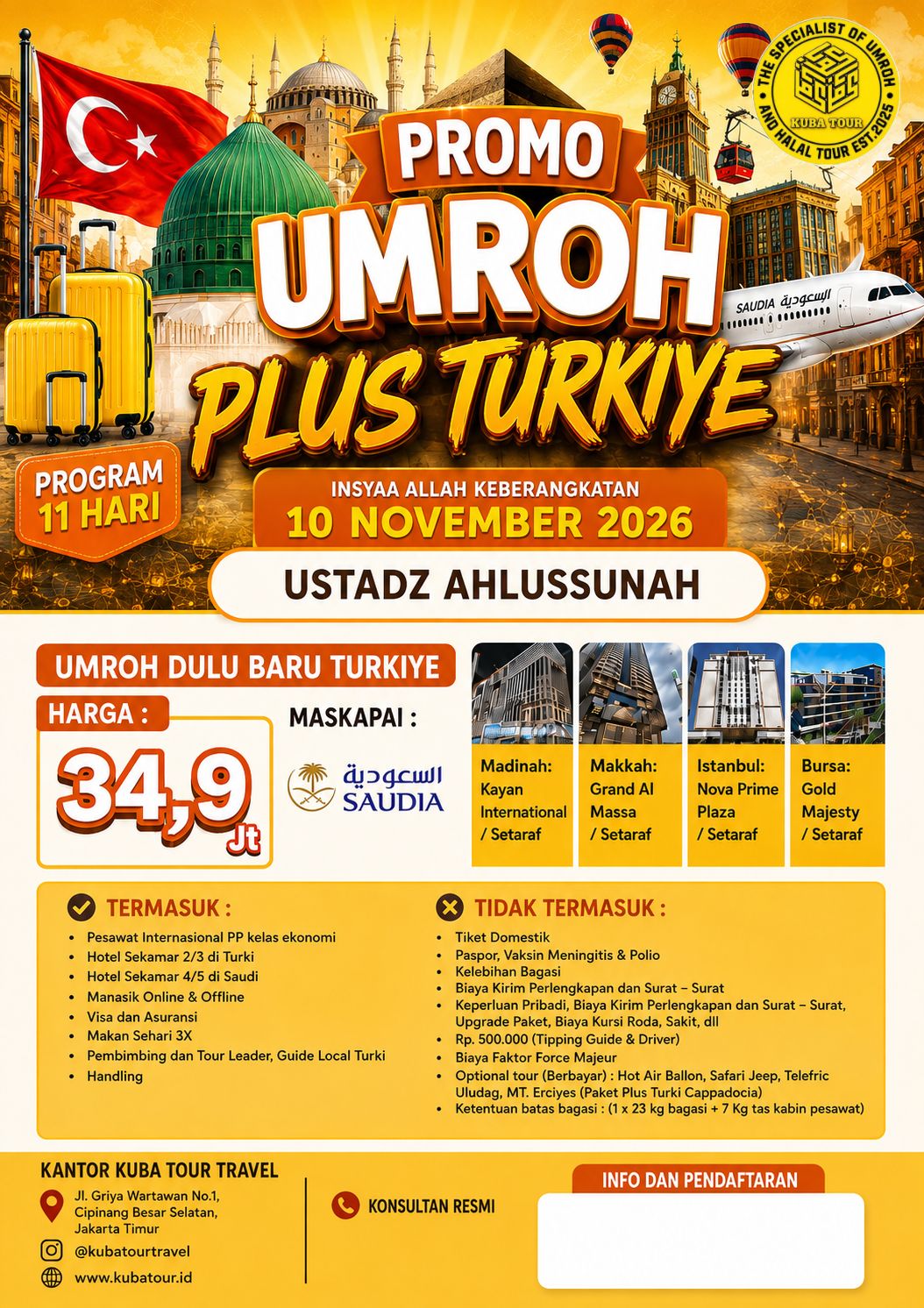 PROMO UMROH PLUS TURKIYE - 11D - 10 November 2026