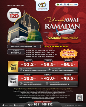 UMROH AWAL RAMADHAN 1448H 03 FEBRUARI 2027 PROGRAM 12 HARI BY GARUDA INDONESIA