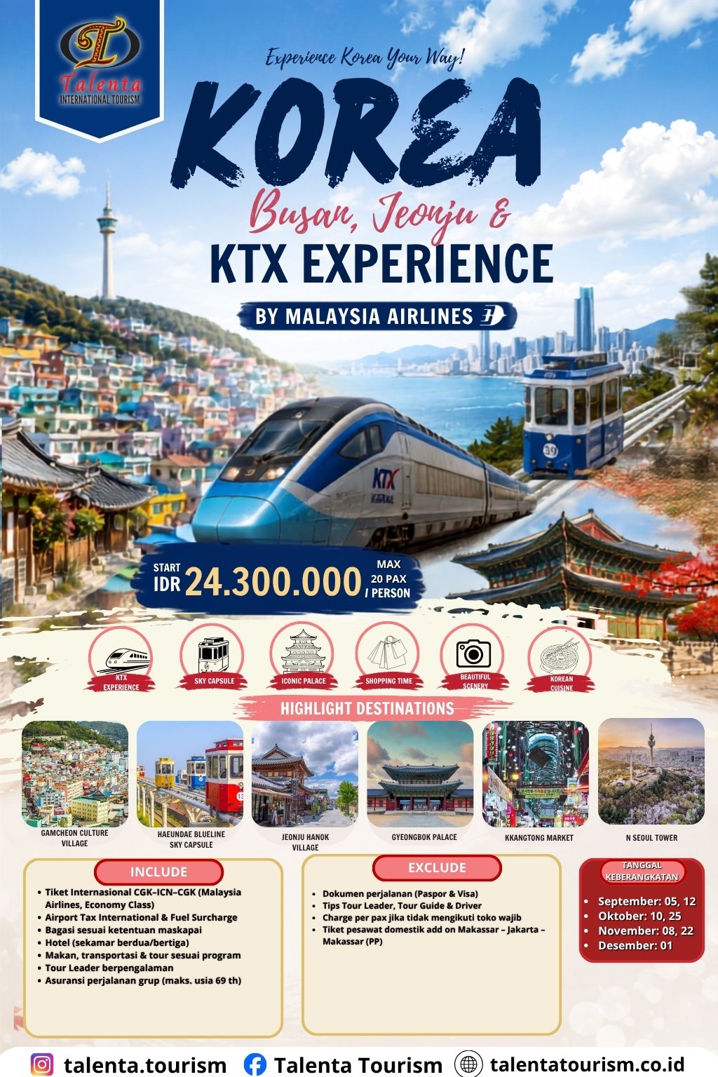 8D6N Korea Busan, Jeonju & Seoul – KTX Experience