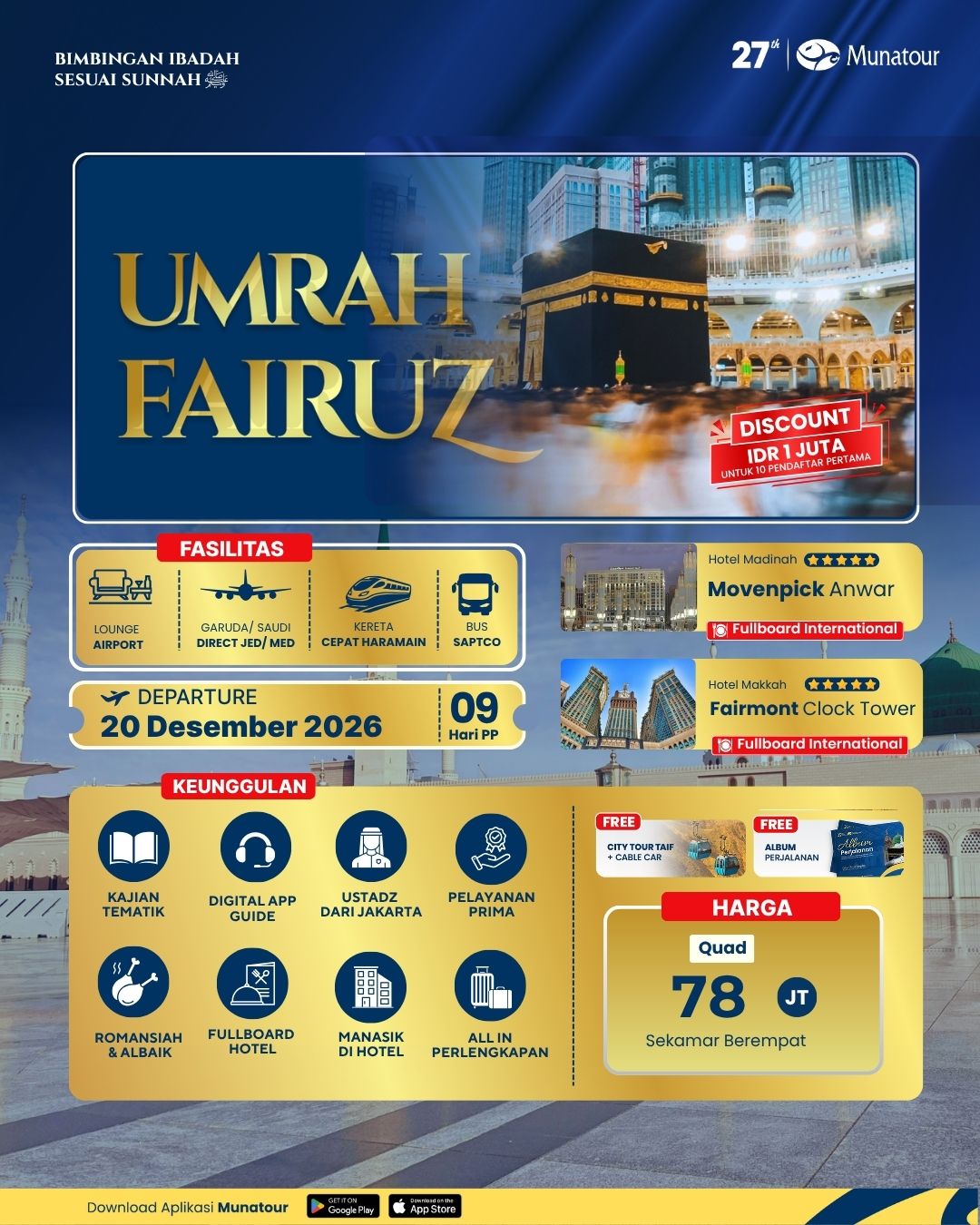 Paket Umroh Liburan Sekolah 20 Desember 2026