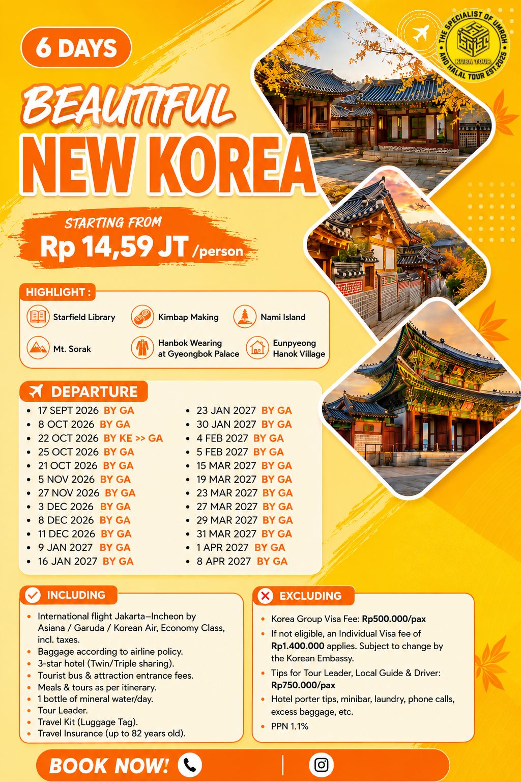 BEAUTIFUL NEW KOREA – 6 DAYS - 5 FEB 2027