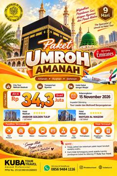 PAKET UMROH AMANAH – 9D – 15 November 2026
