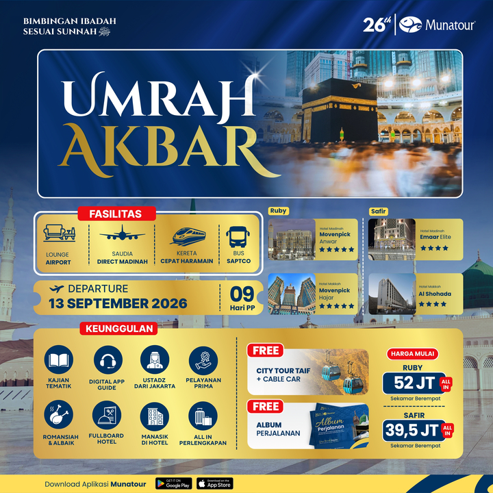 Umrah Akbar Hemat Landing Madinah 13 September 2026