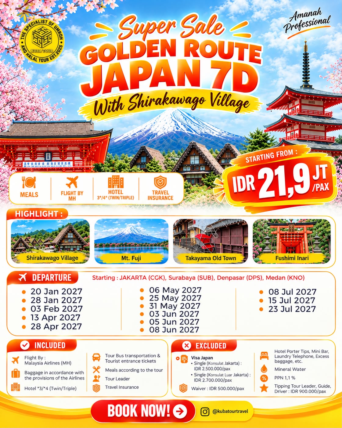 SUPER SALE GOLDEN ROUTE JAPAN 7D