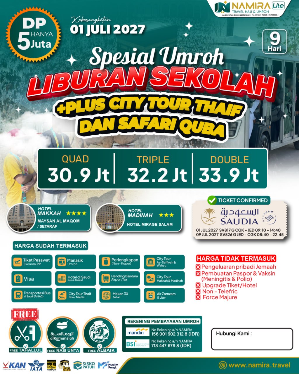 PAKET UMROH 1 JULI 2027