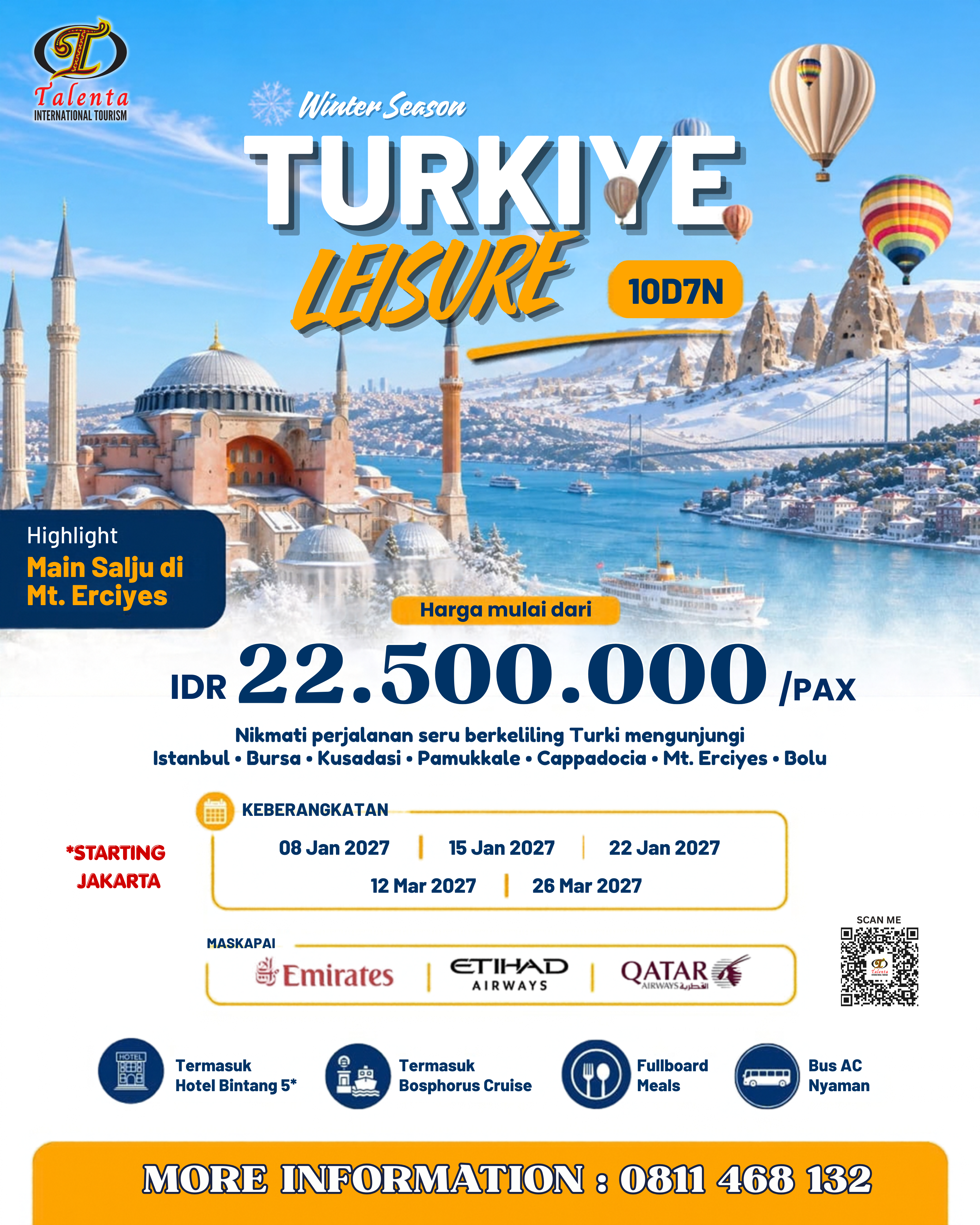 TURKEY LEISURE SPECIAL WINTER SEASON PLUS MT. ERCIEYS SKY RESORT