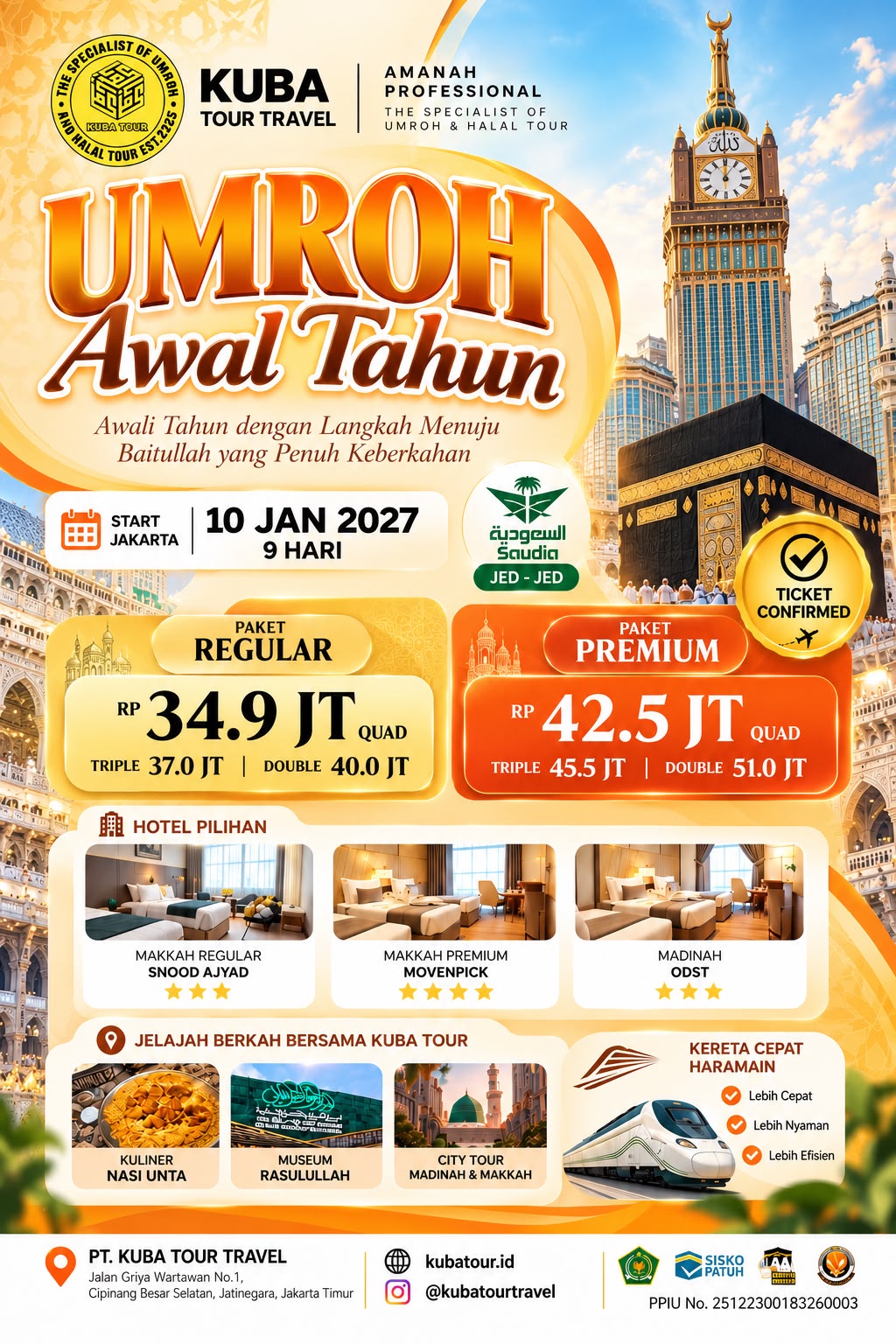 UMROH PREMIUM AWAL TAHUN 9D — 10 JANUARI 2027
