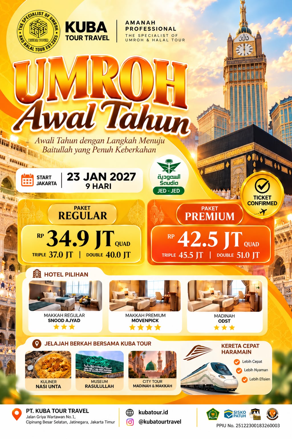 UMROH PREMIUM AWAL TAHUN 9D — 23 JANUARI 2027