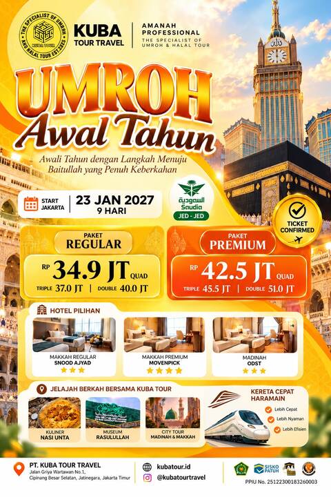 UMROH PREMIUM AWAL TAHUN 9D — 23 JANUARI 2027