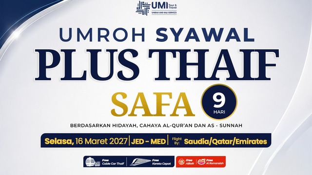 UMROH SYAWAL SAFA PLUS THAIF 9 HARI 16 MARET 2027