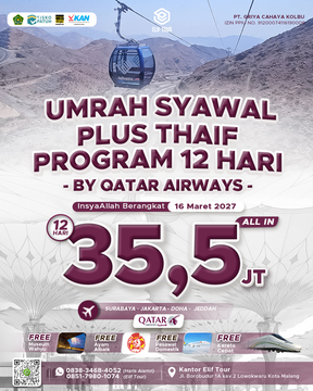 UMRAH SYAWAL PLUS THAIF 12 HARI BY QATAR AIRWAYS