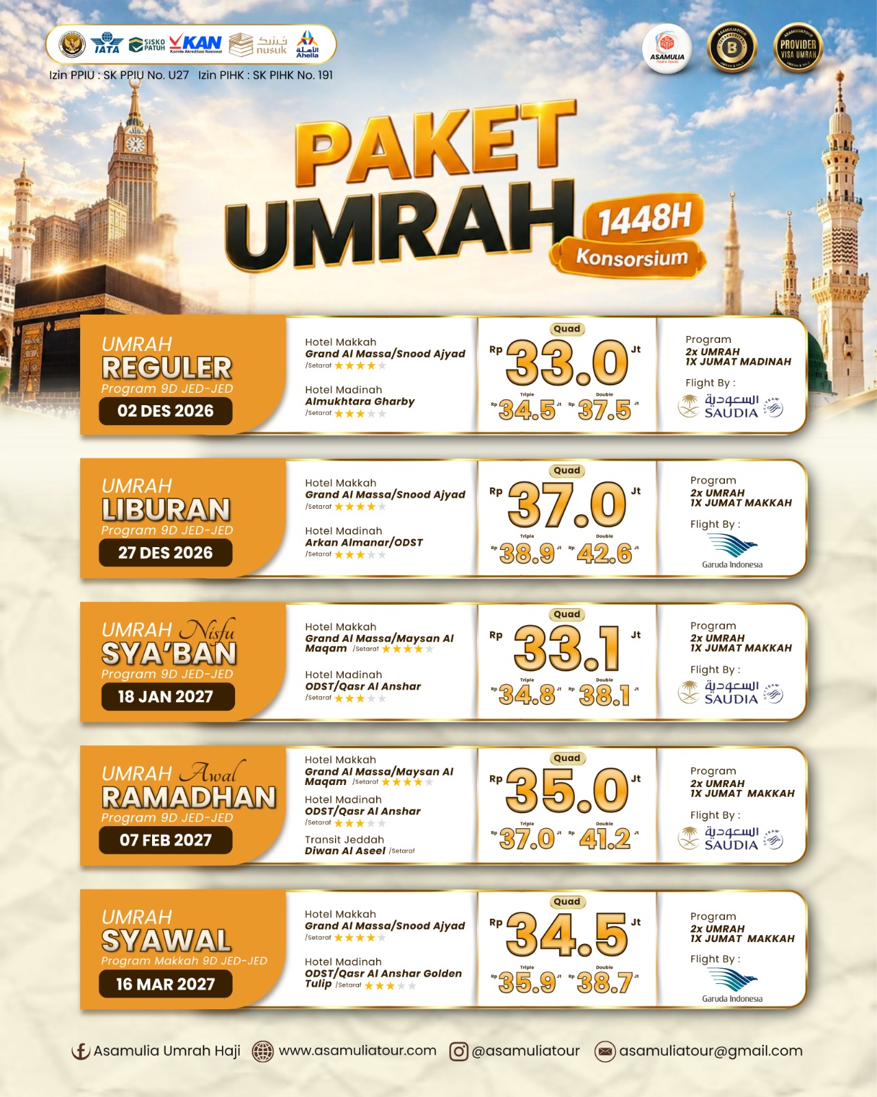 UMRAH NISYFU SYA'BAN 18 JAN 2027