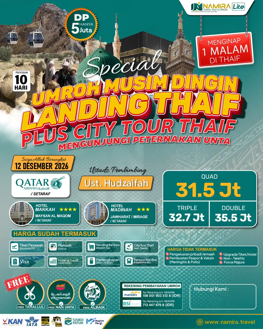 SPECIAL UMROH PLUS THAIF 12 DESEMBER 2026